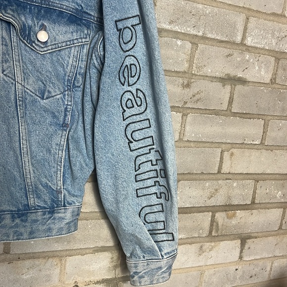 ASOS Life is Beautiful Oversized Unisex Jean Jacket - Picture 4 of 10